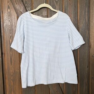 Talbots Light Blue and White Striped Top